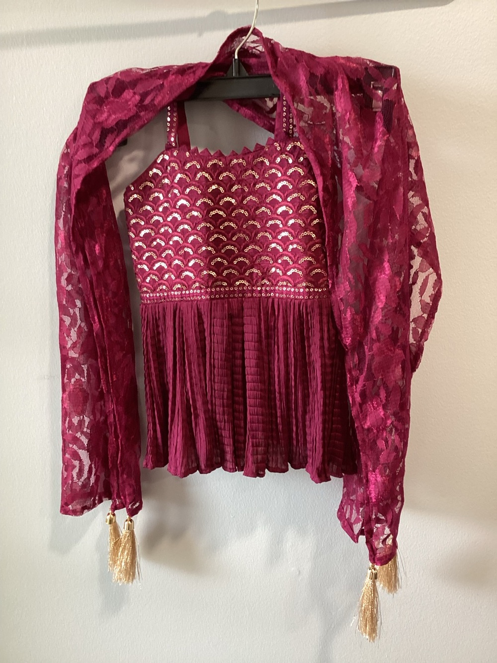 Shakti Child’s Burgundy Smocked Dress Top